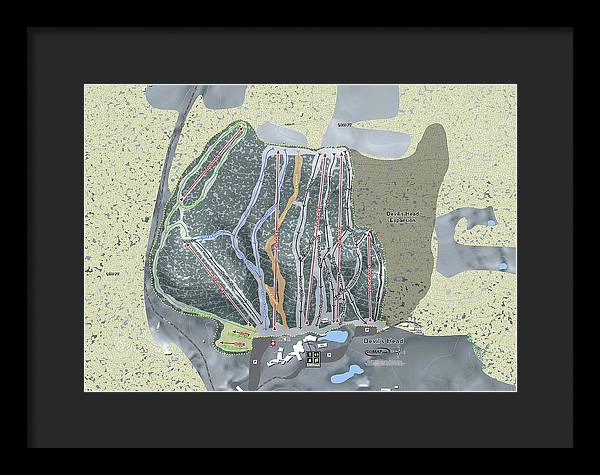 Devil's Head Ski Trail Map - Framed Print - Powderaddicts