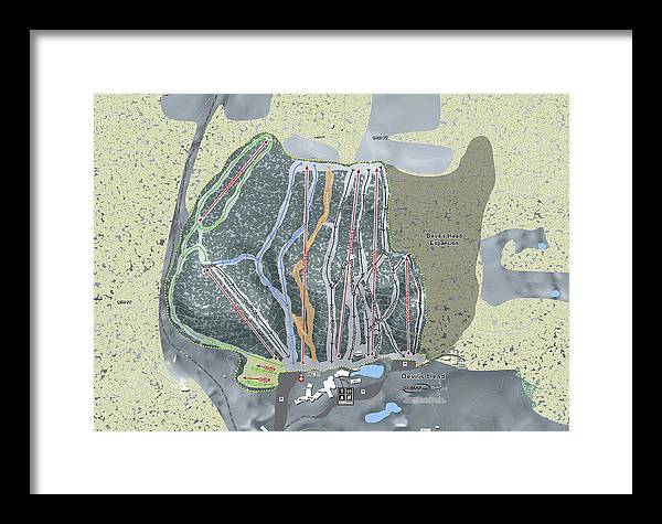 Devil's Head Ski Trail Map - Framed Print - Powderaddicts