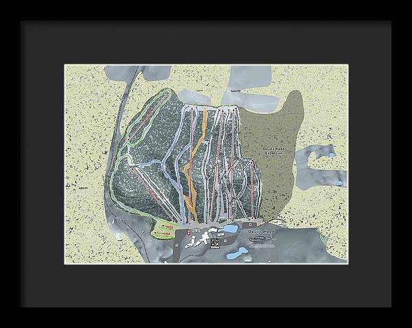 Devil's Head Ski Trail Map - Framed Print - Powderaddicts