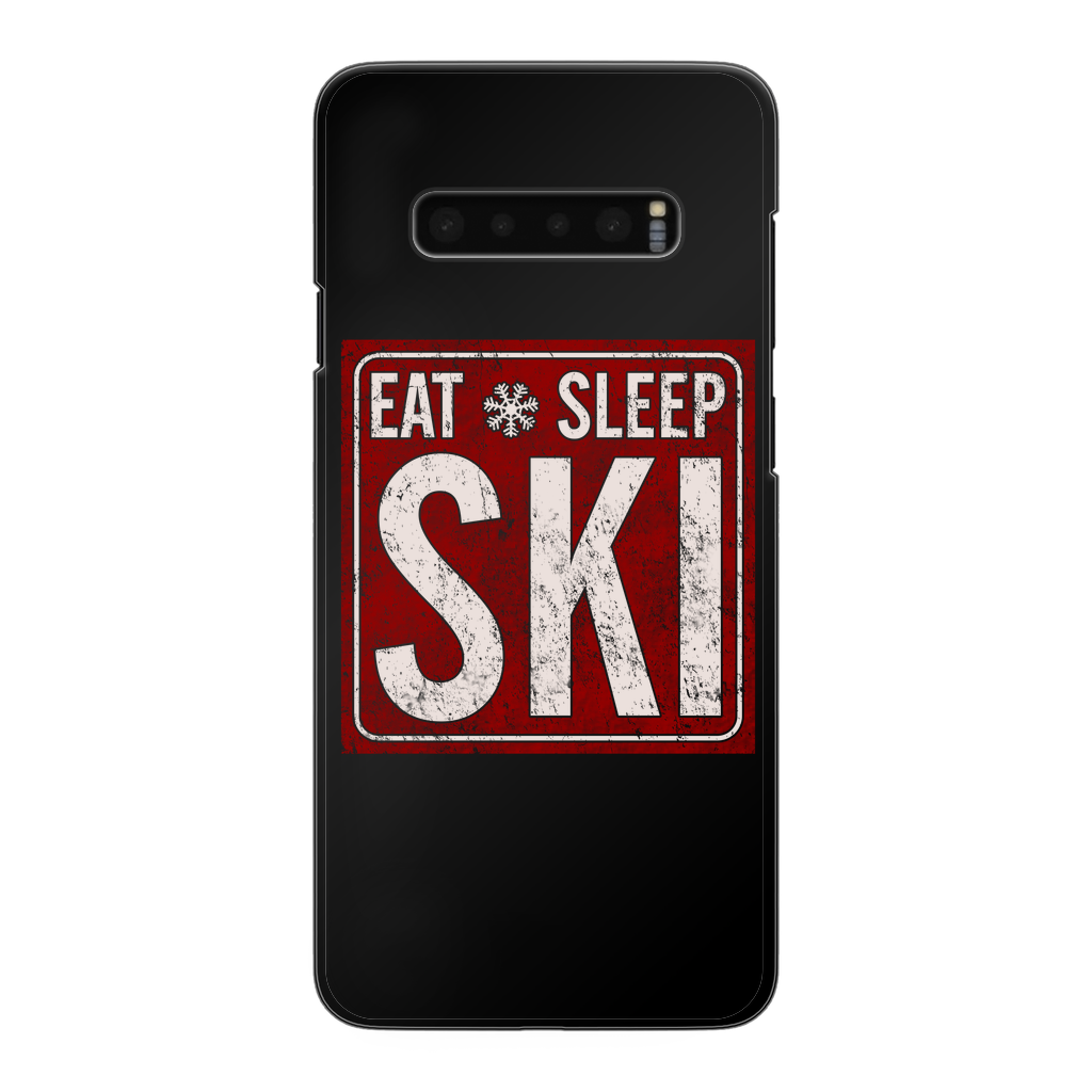 Eat Sleep Ski Back Printed Black Hard Phone Case - Powderaddicts