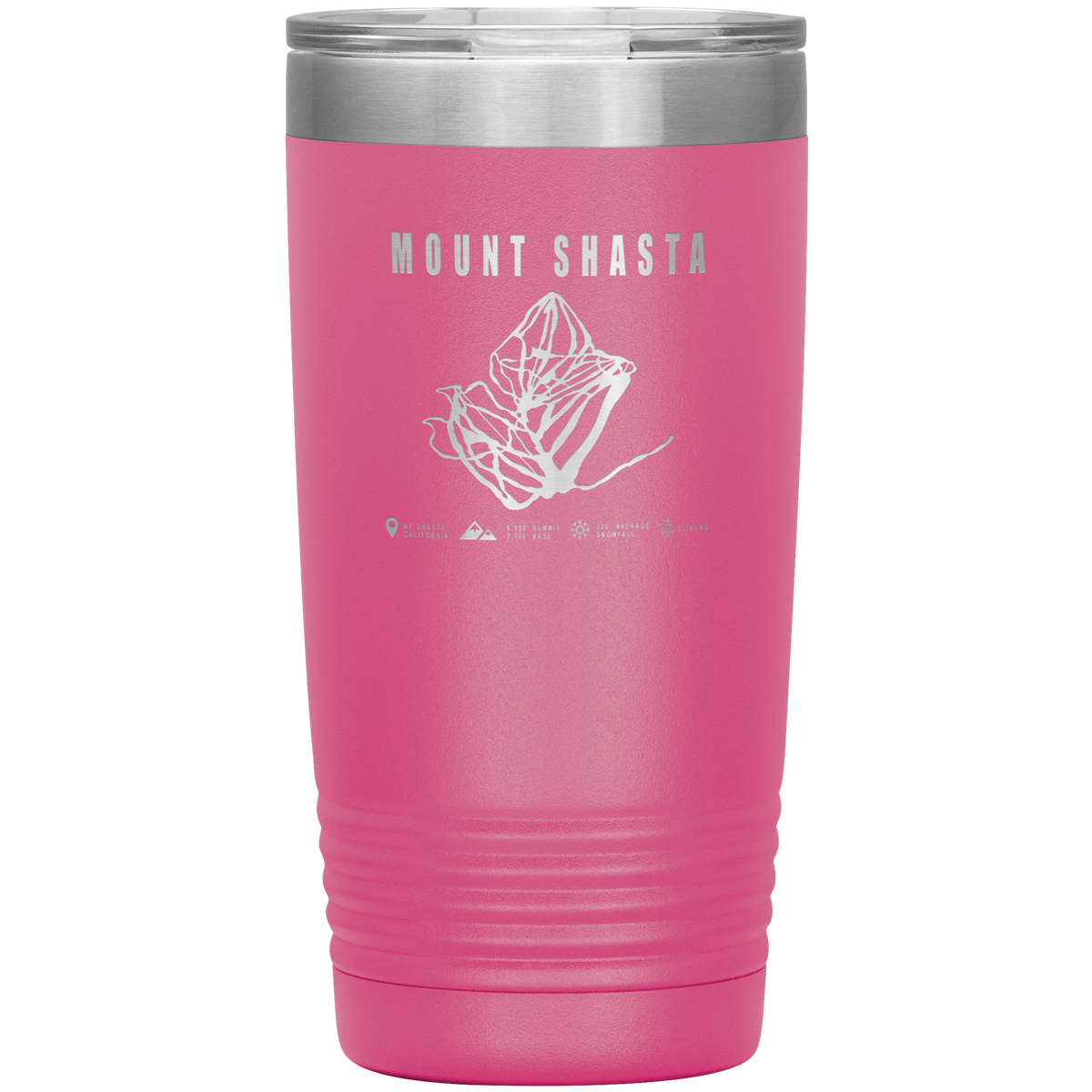 Mount Shasta, California Ski Trail Map 20oz Tumbler - Powderaddicts
