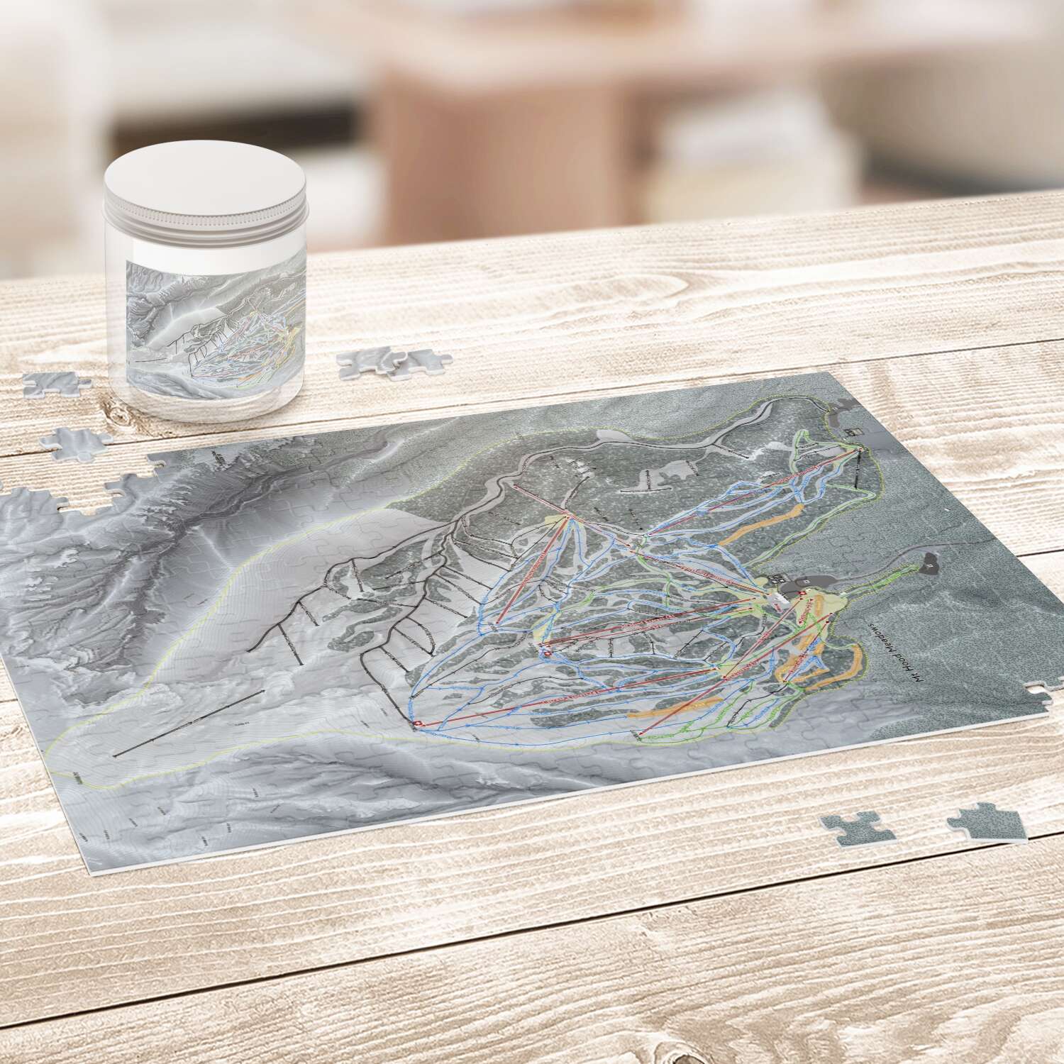 Mt Hood Meadows, Oregon Ski Trail Map Puzzle - Powderaddicts