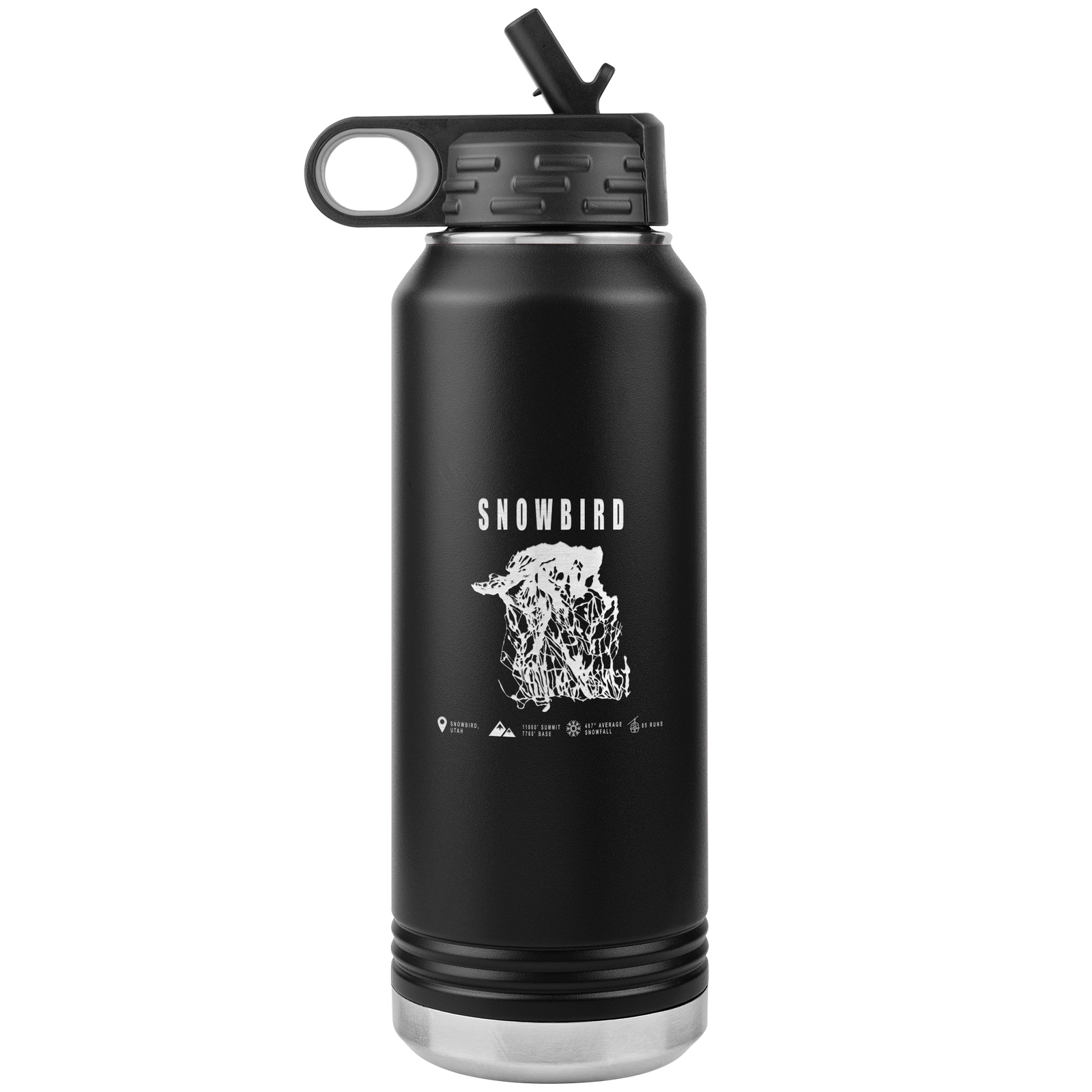 Snowbird,Utah Ski Trail Map 32oz Water Bottle Tumbler - Powderaddicts