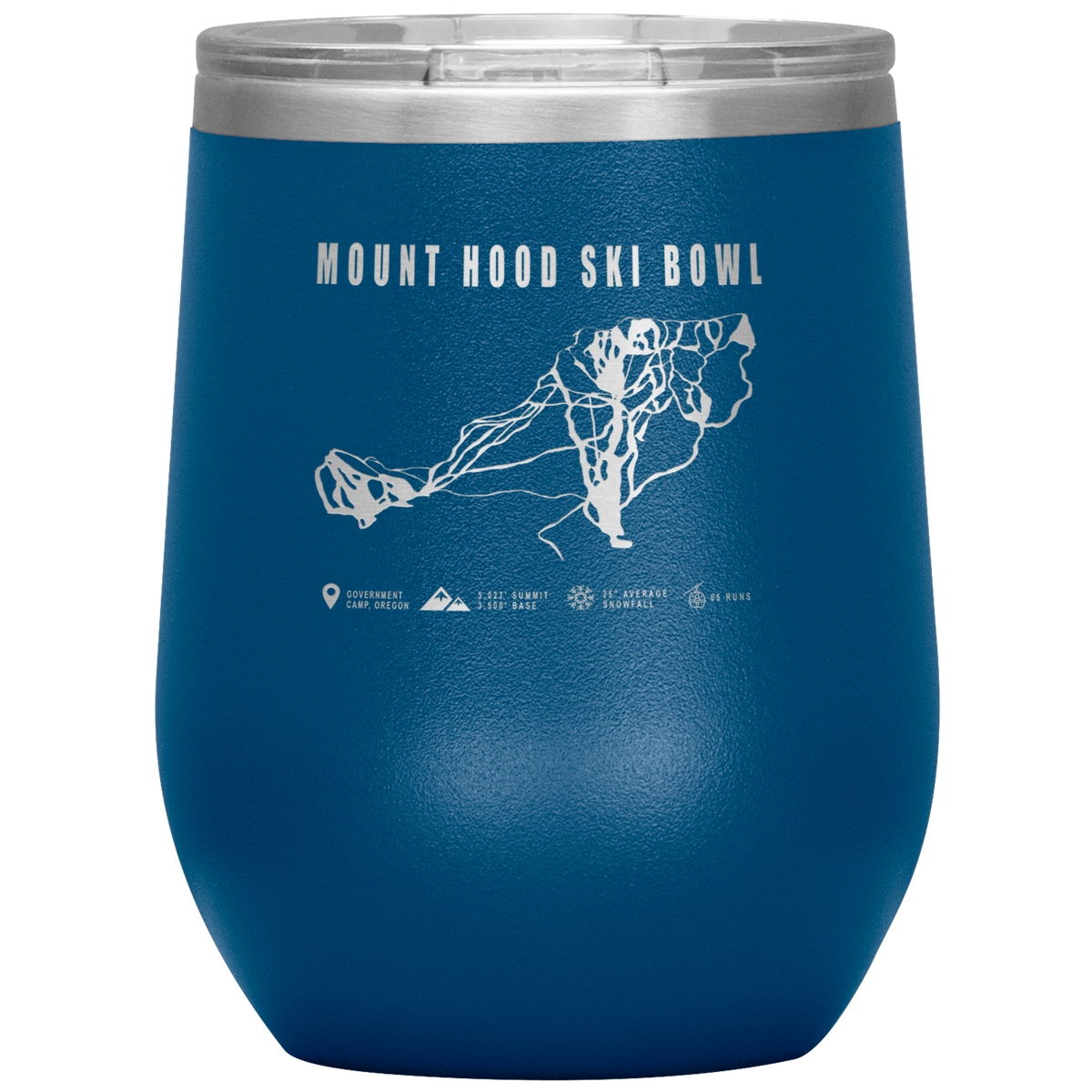 Mount Hood Ski Bowl, Oregon Ski Trail Map Wine 12oz Tumbler - Powderaddicts