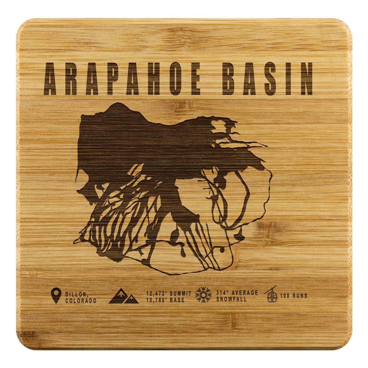 Arapahoe Basin,Colorado Ski Resort Bamboo Coaster - Powderaddicts