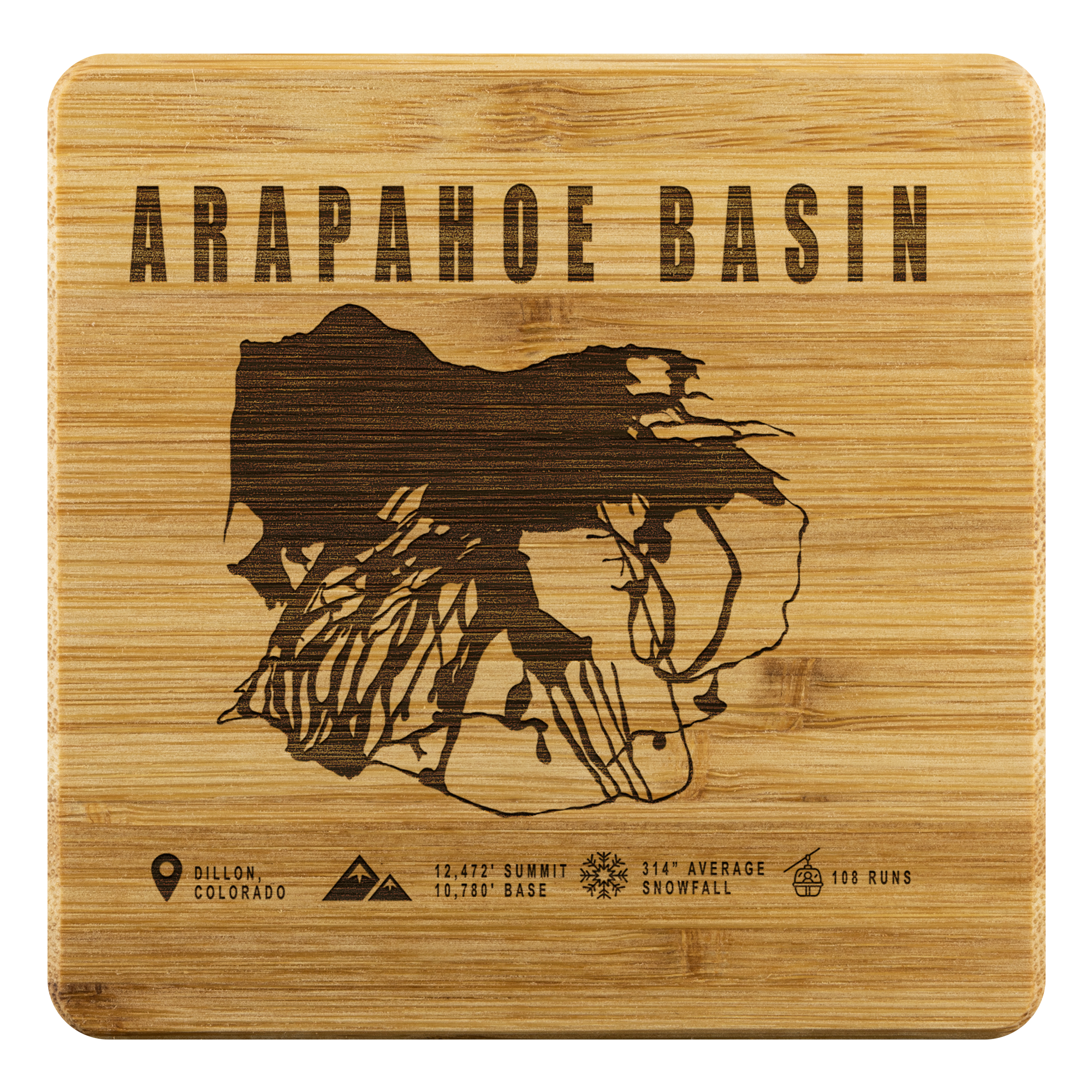 Arapahoe Basin,Colorado Ski Resort Bamboo Coaster - Powderaddicts