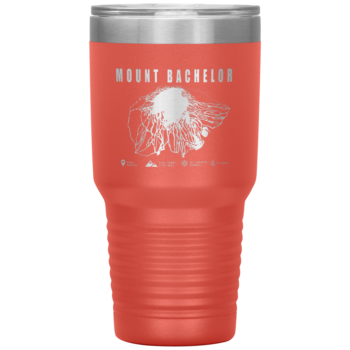 Mount Bachelor, Oregon Ski Trail Map 30oz Tumbler - Powderaddicts