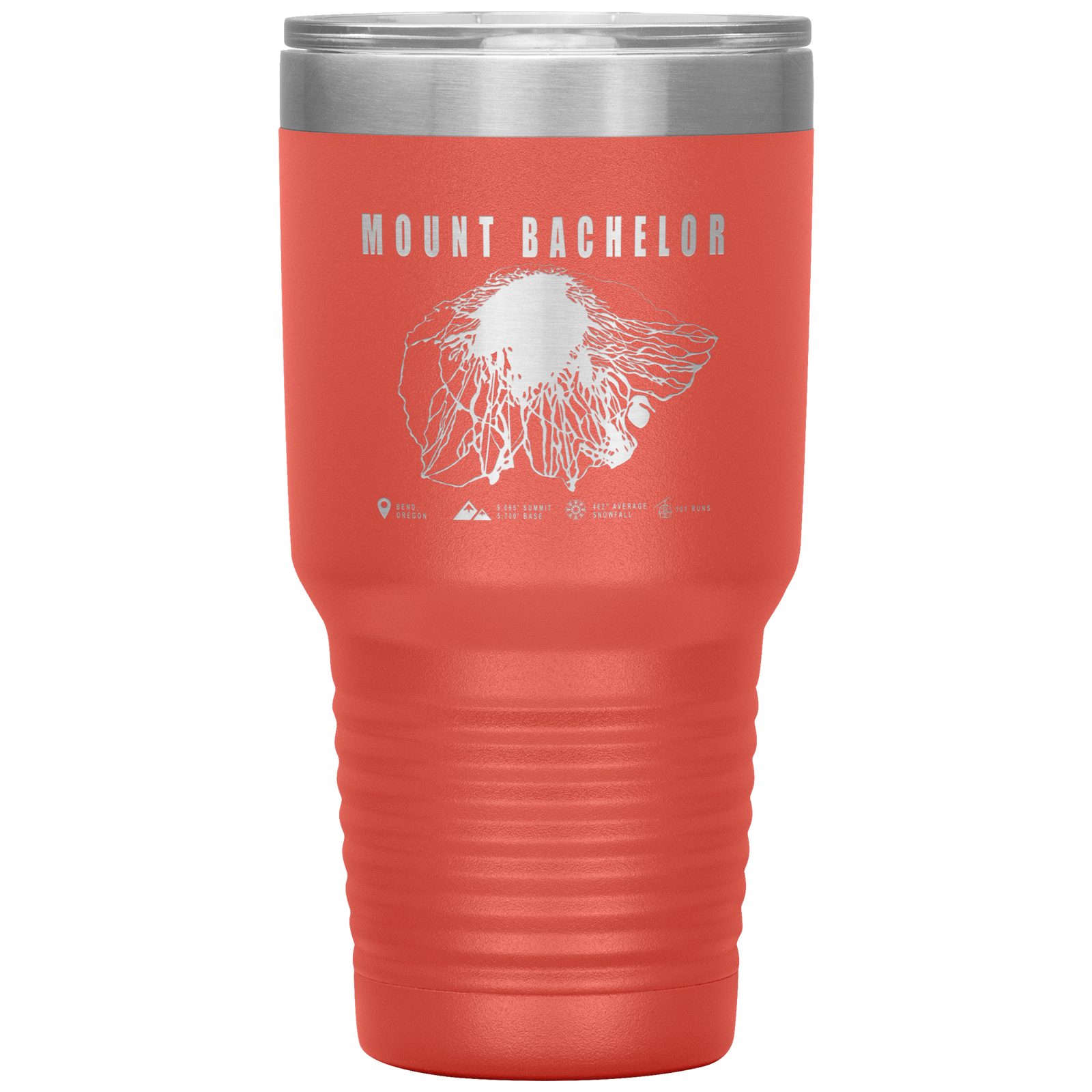 Mount Bachelor, Oregon Ski Trail Map 30oz Tumbler - Powderaddicts
