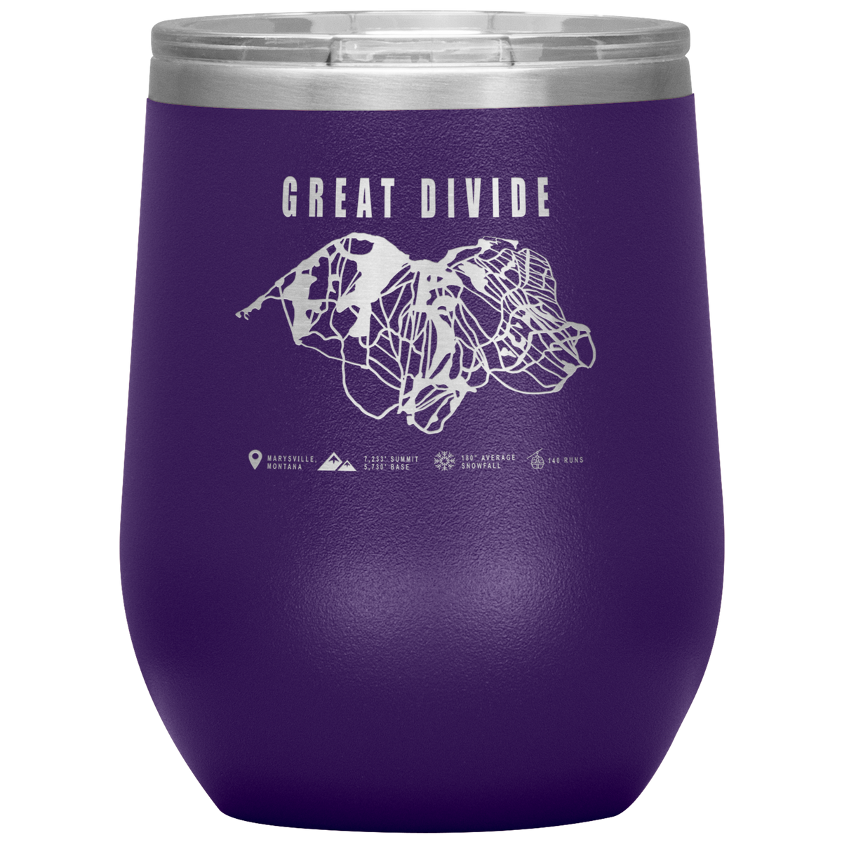 Great Divide Montana Ski Trail Map Wine 12oz Tumbler - Powderaddicts