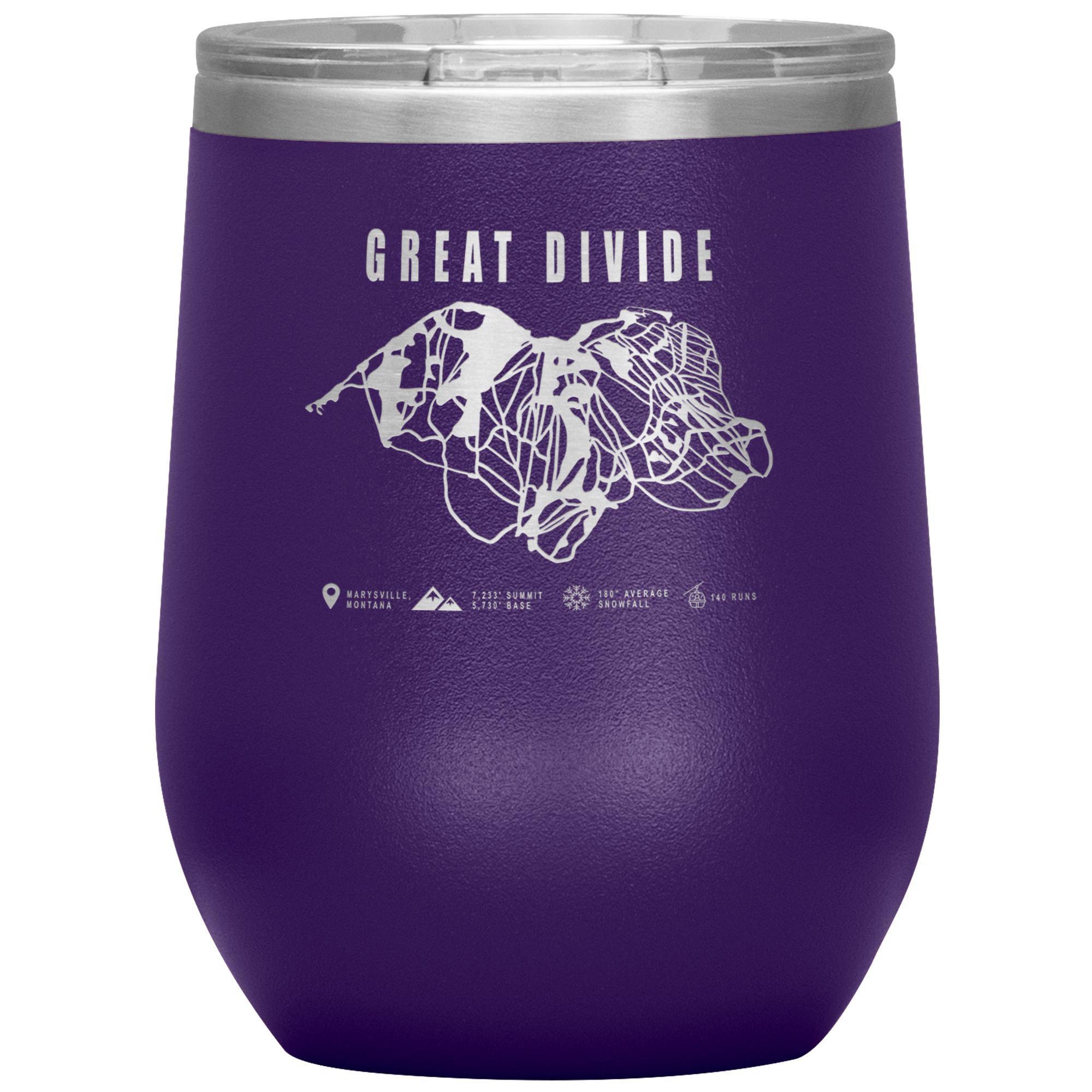 Great Divide Montana Ski Trail Map Wine 12oz Tumbler - Powderaddicts