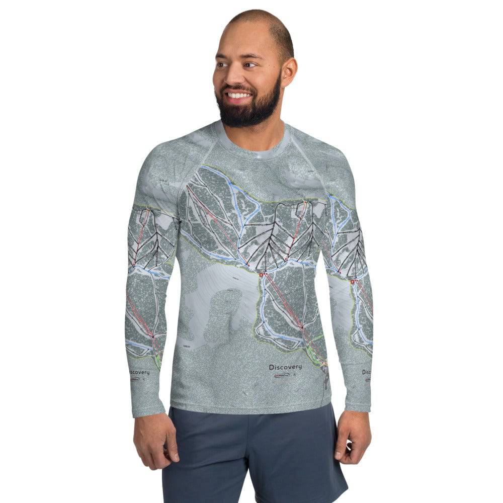 Discovery, Montana Ski Trail Map Men's Base Layer Top - Powderaddicts