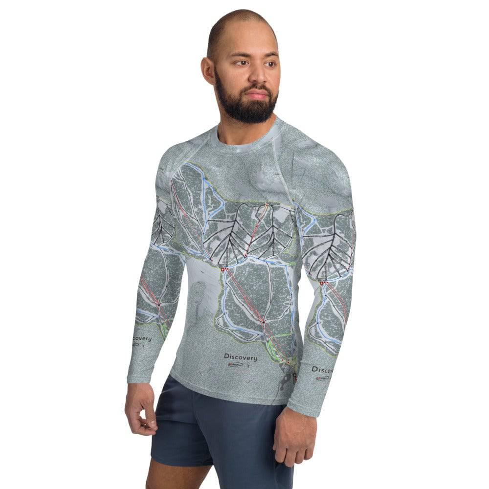 Discovery, Montana Ski Trail Map Men's Base Layer Top - Powderaddicts