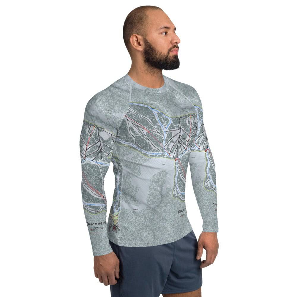 Discovery, Montana Ski Trail Map Men's Base Layer Top - Powderaddicts