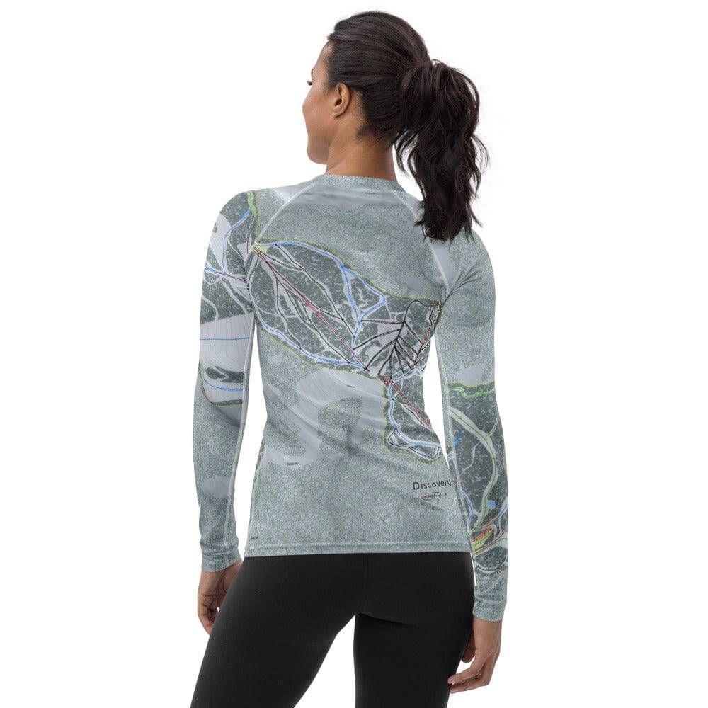 Discovery, Montana Ski Trail Map Women's Base Layer Top - Powderaddicts