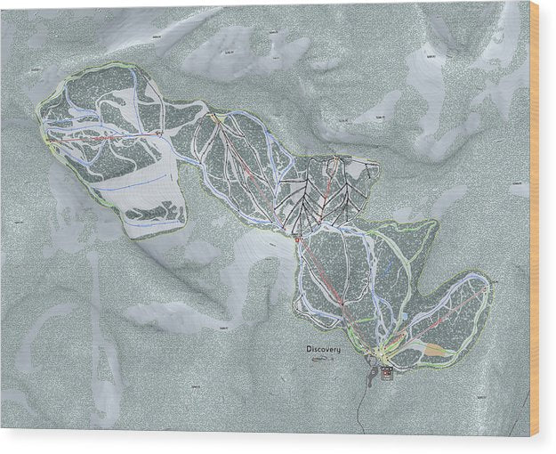 Discovery Ski Trail Map - Wood Print - Powderaddicts
