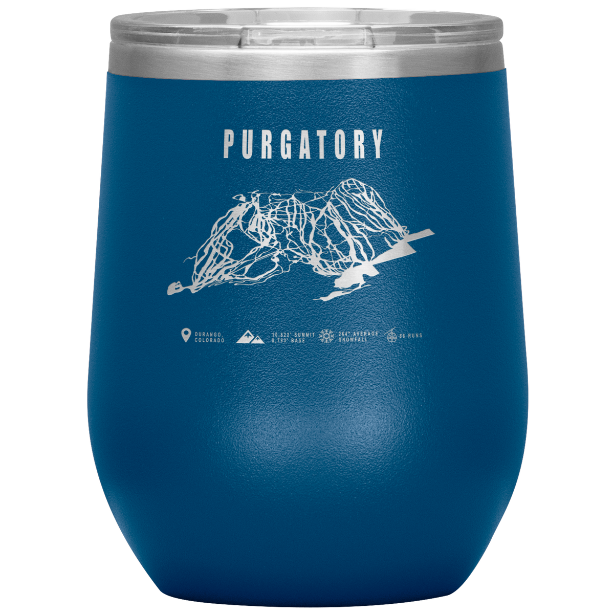 Purgatory Colorado Ski Trail Map Wine 12oz Tumbler - Powderaddicts