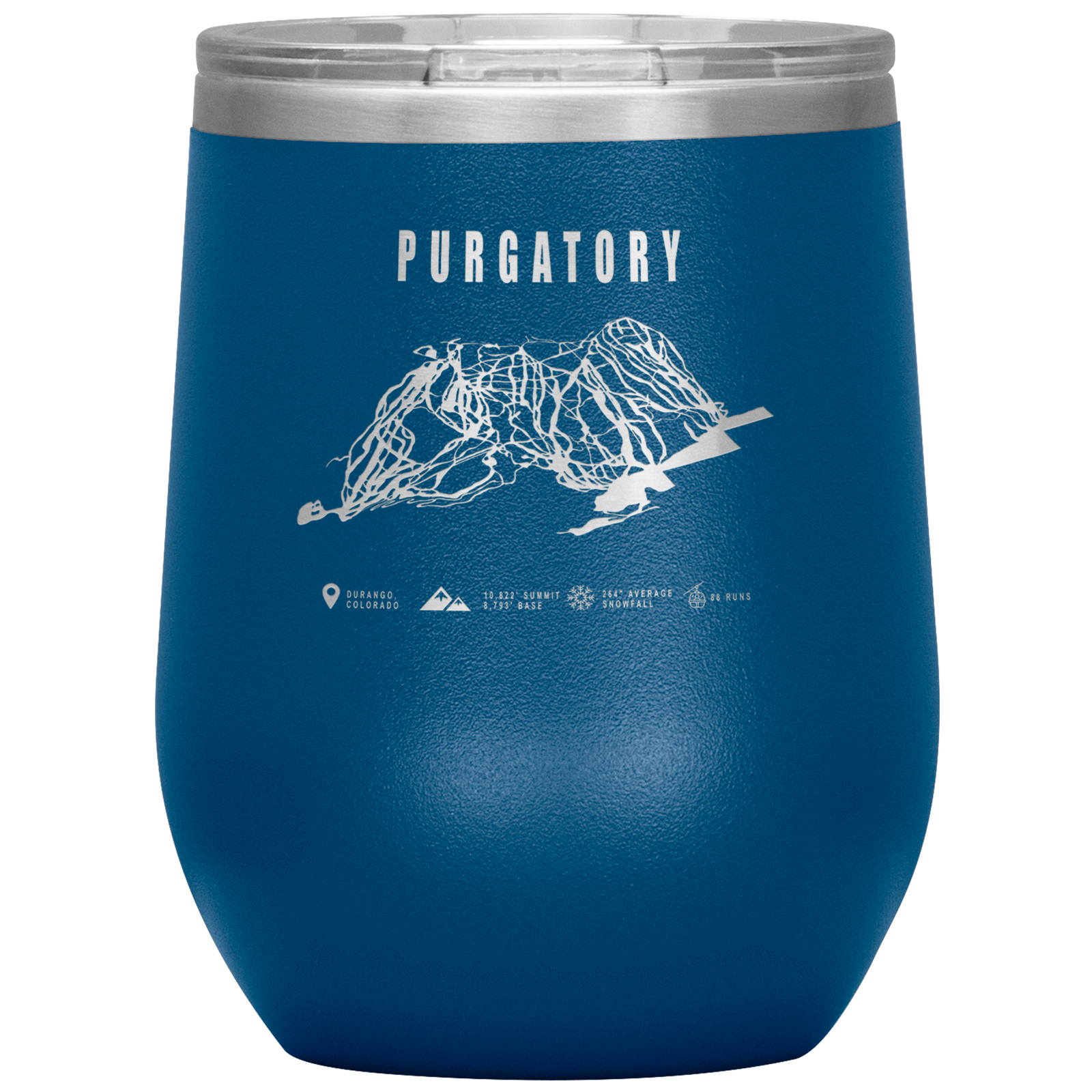 Purgatory Colorado Ski Trail Map Wine 12oz Tumbler - Powderaddicts