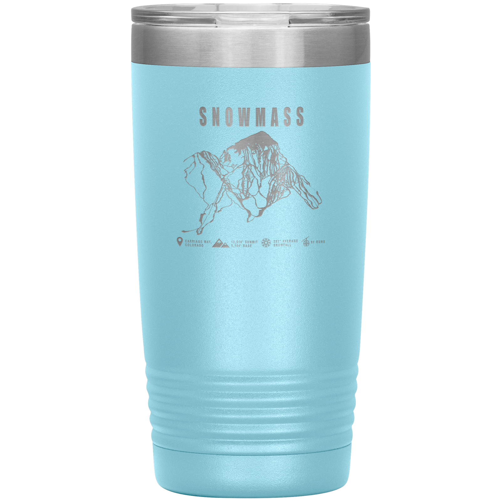 Snowmass Colorado Ski Trail Map 20oz Tumbler - Powderaddicts
