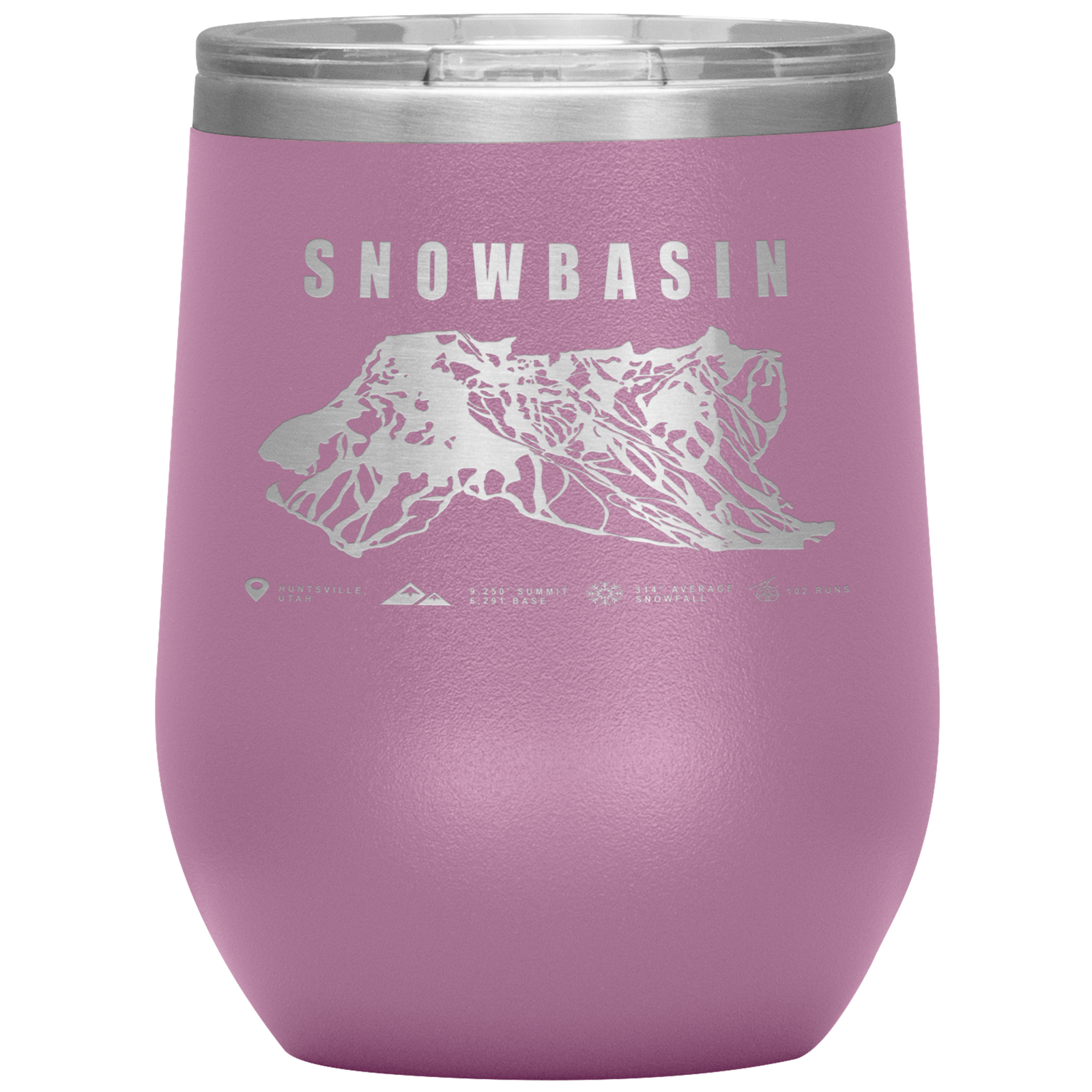 Snowbasin, Utah Ski Trail Map Wine 12oz Tumbler - Powderaddicts