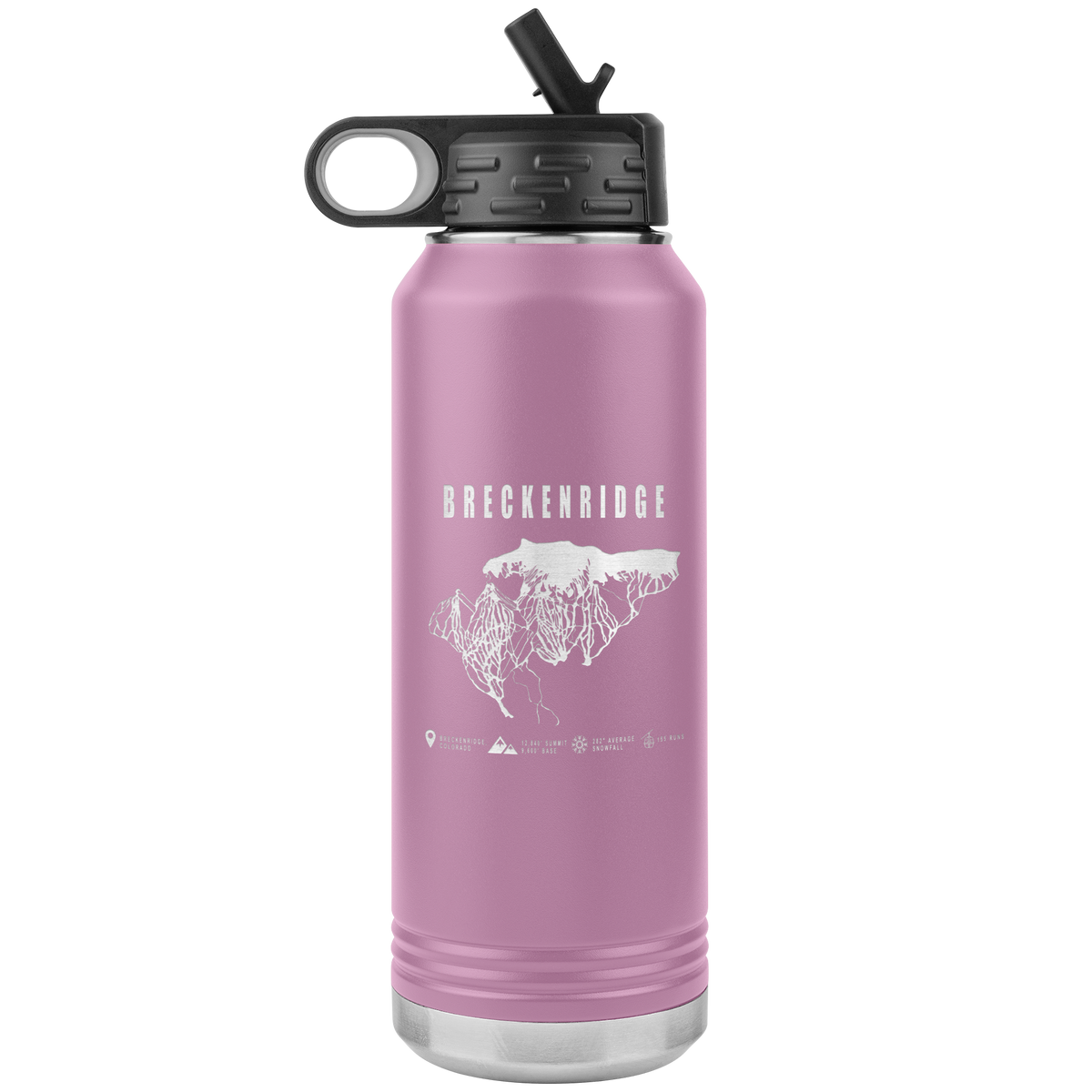 Breckenridge Colorado Ski Trail Map 32oz Water Bottle Tumbler - Powderaddicts