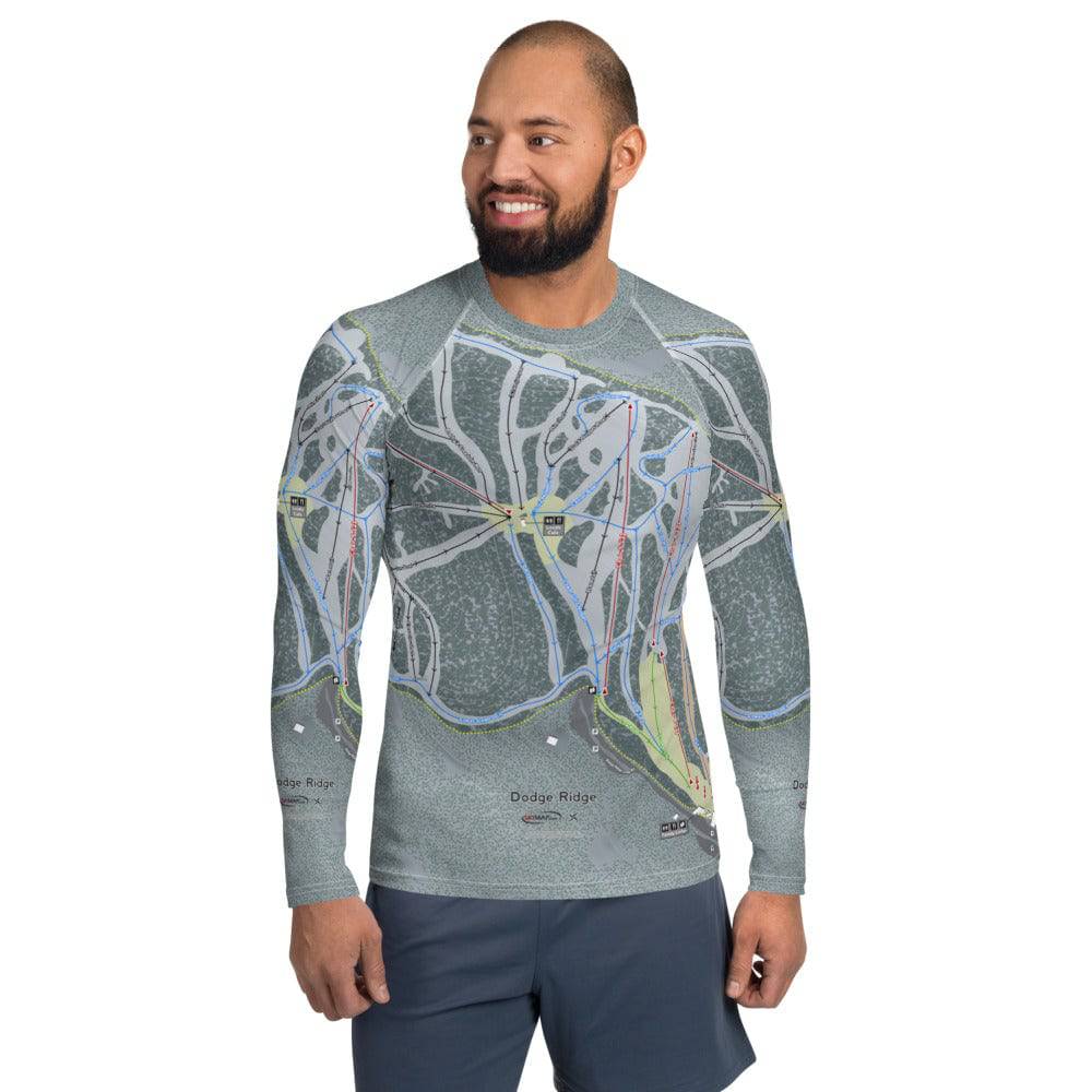 Dodge Ridge, California Ski Trail Map Men's Base Layer Top - Powderaddicts