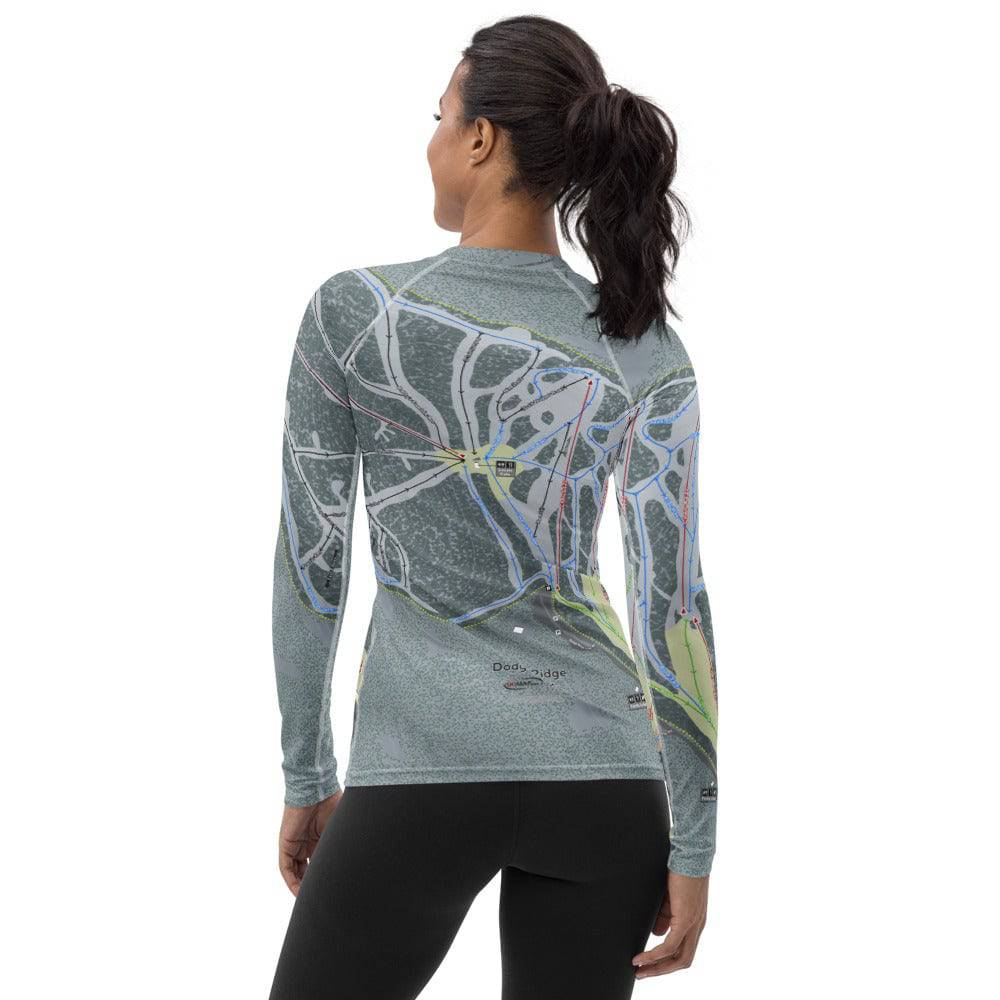 Dodge Ridge, California Ski Trail Map Women's Base Layer Top - Powderaddicts