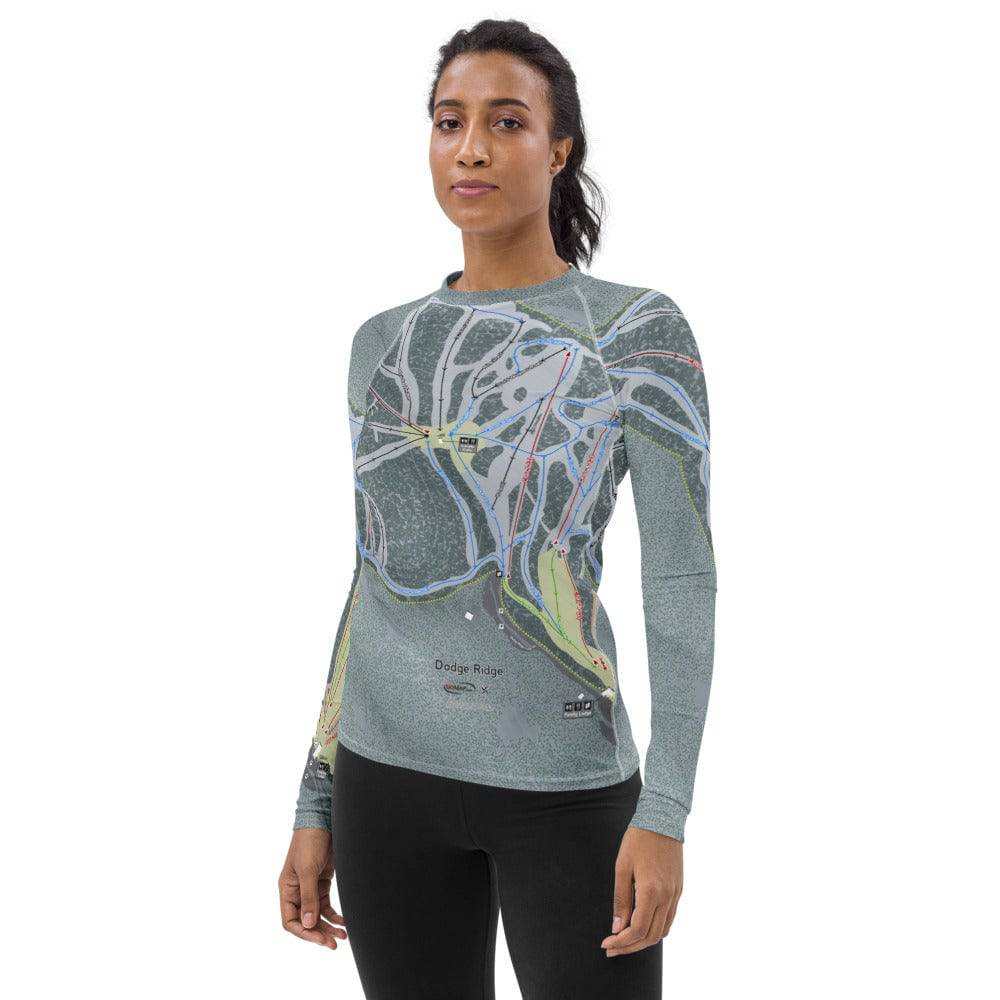 Dodge Ridge, California Ski Trail Map Women's Base Layer Top - Powderaddicts