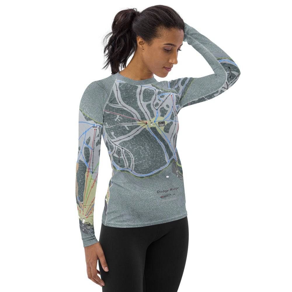 Dodge Ridge, California Ski Trail Map Women's Base Layer Top - Powderaddicts
