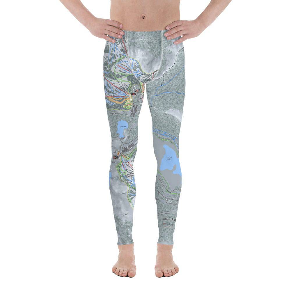 Donner Pass, California Ski Trail Map Men's Base Layer Bottom - Powderaddicts