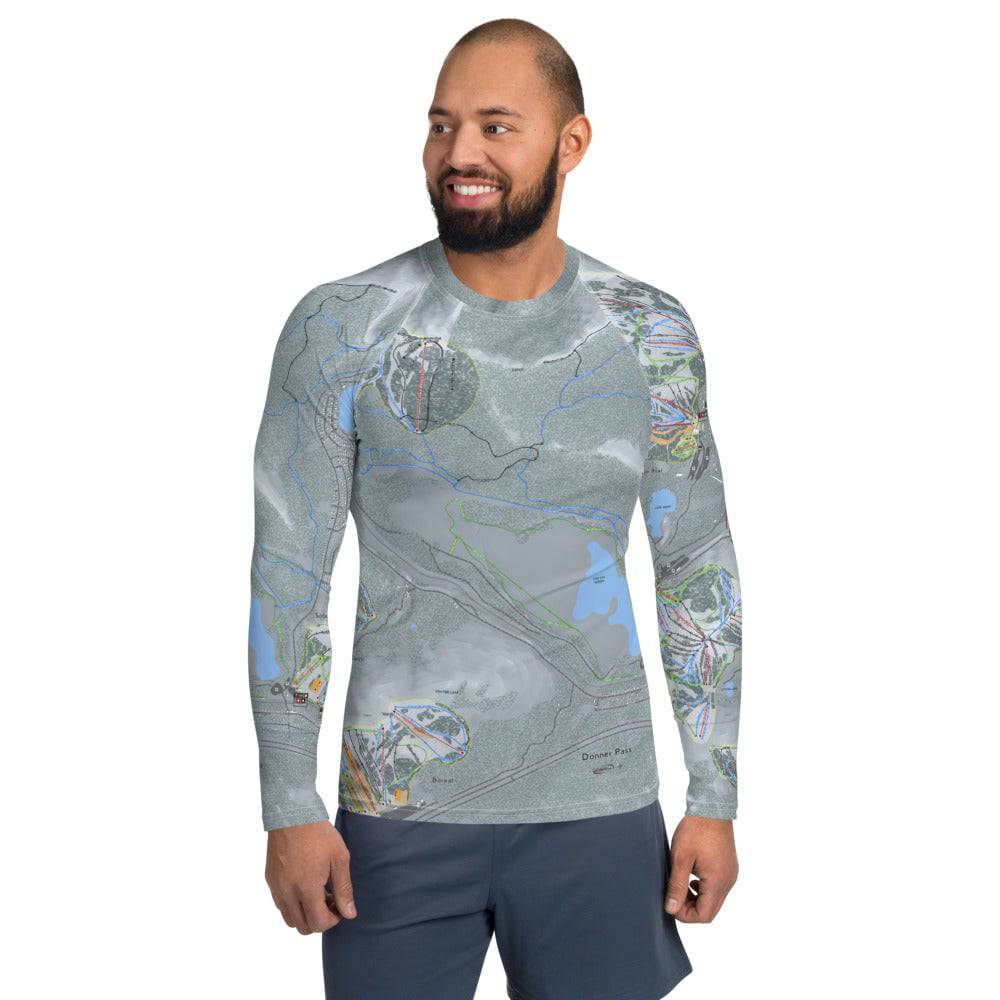 Donner Pass, California Ski Trail Map Men's Base Layer Top - Powderaddicts