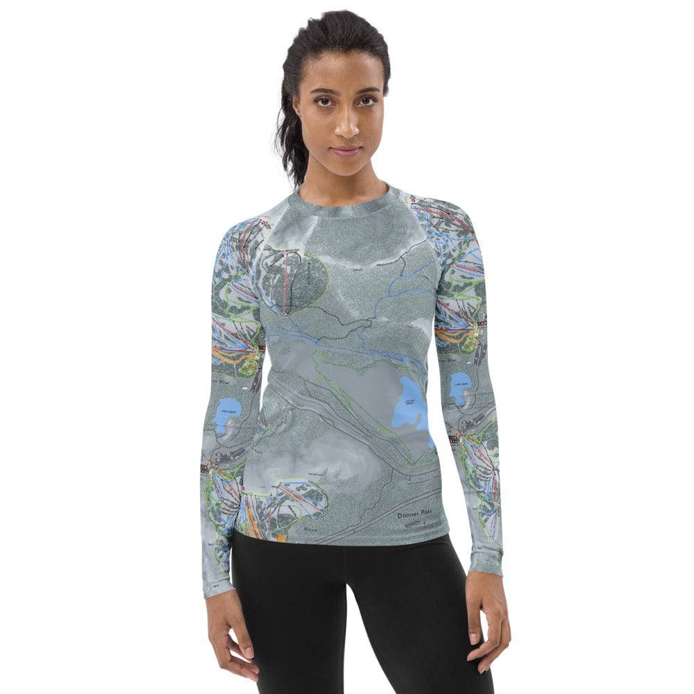 Donner Pass, California Ski Trail Map Women's Base Layer Top - Powderaddicts
