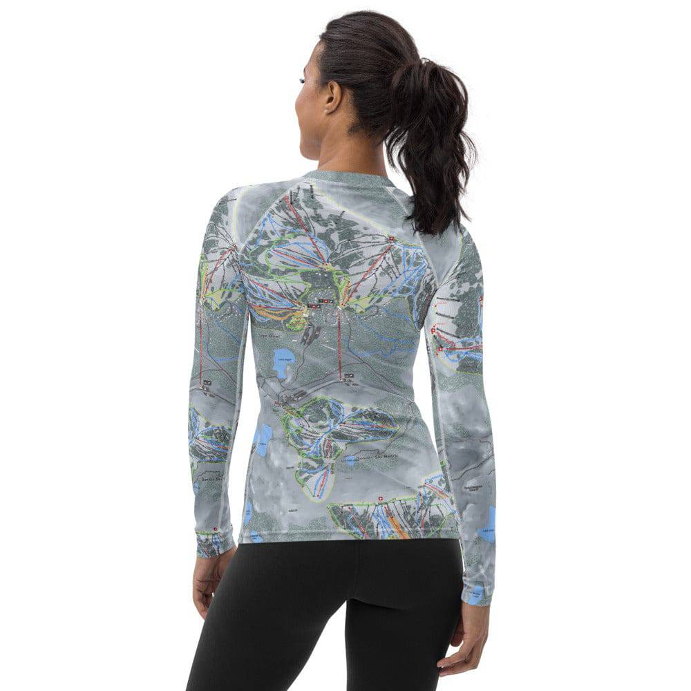 Donner Pass, California Ski Trail Map Women's Base Layer Top - Powderaddicts