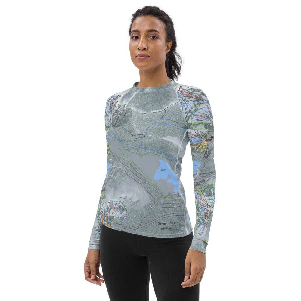 Donner Pass, California Ski Trail Map Women's Base Layer Top - Powderaddicts