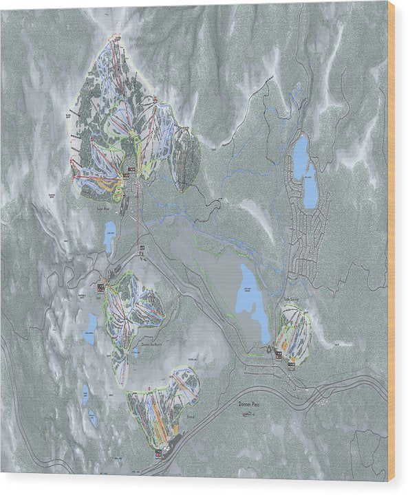 Donner Pass Ski Trail Map - Wood Print - Powderaddicts