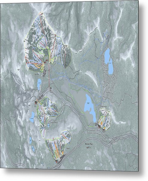 Donner Pass Ski Trail Map - Metal Print - Powderaddicts