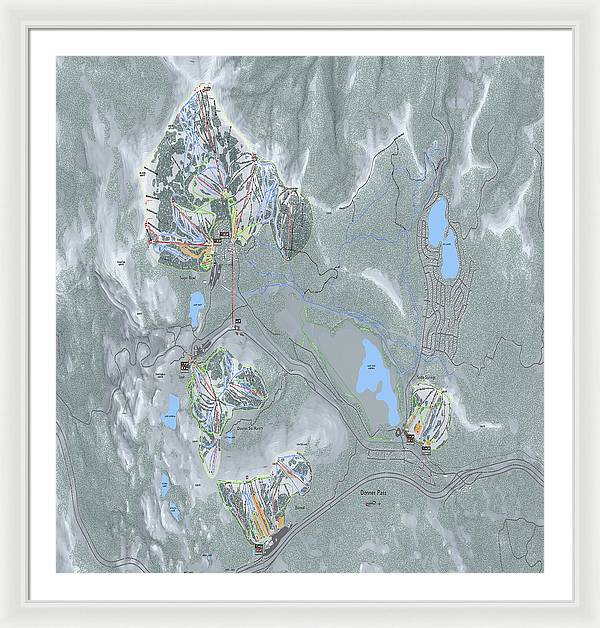 Donner Pass Ski Trail Map - Framed Print - Powderaddicts