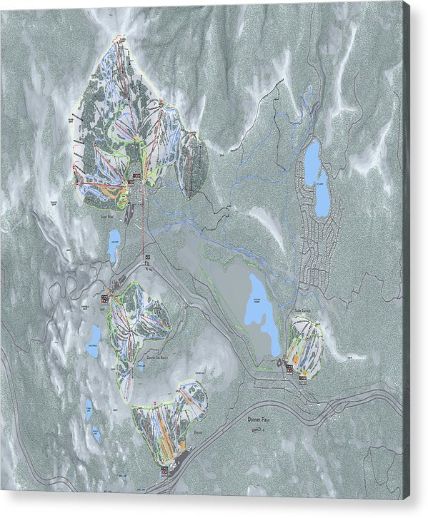 Donner Pass Ski Trail Map - Acrylic Print - Powderaddicts