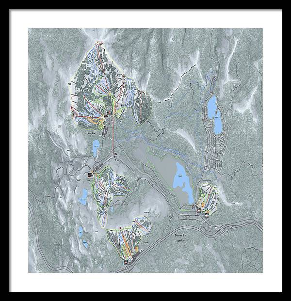 Donner Pass Ski Trail Map - Framed Print - Powderaddicts
