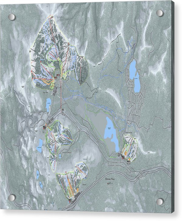Donner Pass Ski Trail Map - Acrylic Print - Powderaddicts