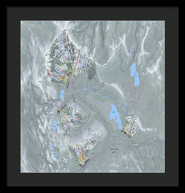 Donner Pass Ski Trail Map - Framed Print - Powderaddicts