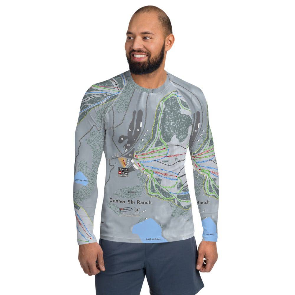Donner Ski Ranch, California Ski Trail Map Men's Base Layer Top - Powderaddicts