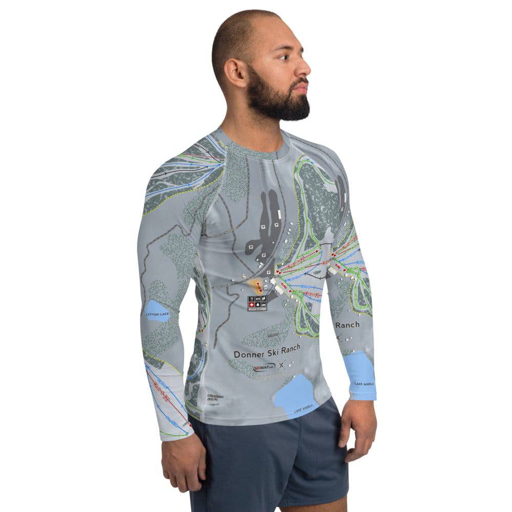 Donner Ski Ranch, California Ski Trail Map Men's Base Layer Top - Powderaddicts