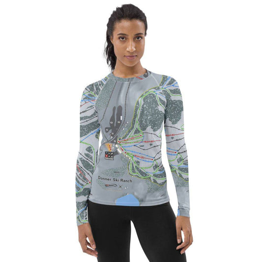 Donner Ski Ranch, California Ski Trail Map Women's Base Layer Top - Powderaddicts