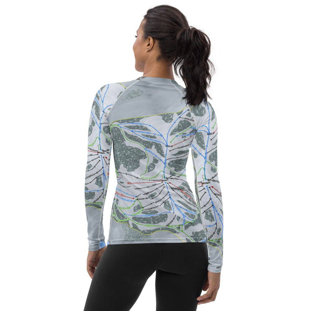 Donner Ski Ranch, California Ski Trail Map Women's Base Layer Top - Powderaddicts