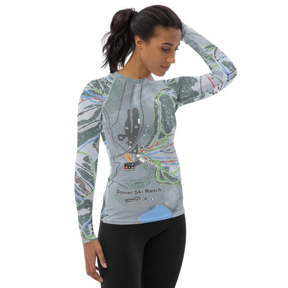 Donner Ski Ranch, California Ski Trail Map Women's Base Layer Top - Powderaddicts