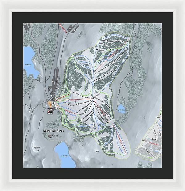 Donner Ski Ranch Ski Trail Map - Framed Print - Powderaddicts
