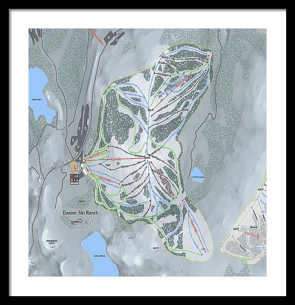 Donner Ski Ranch Ski Trail Map - Framed Print - Powderaddicts
