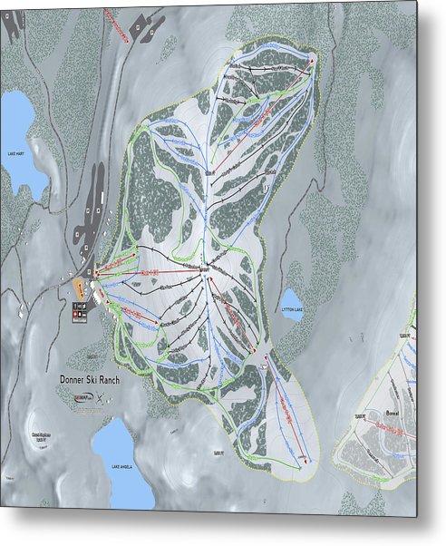 Donner Ski Ranch Ski Trail Map - Metal Print - Powderaddicts