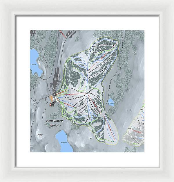 Donner Ski Ranch Ski Trail Map - Framed Print - Powderaddicts