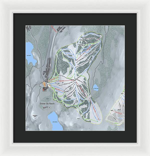 Donner Ski Ranch Ski Trail Map - Framed Print - Powderaddicts